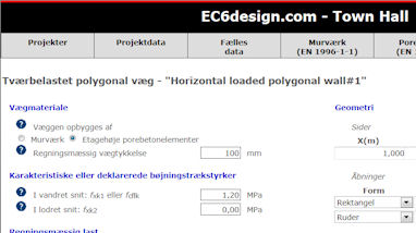 Eksempel på Tværbelastet polygonal væg